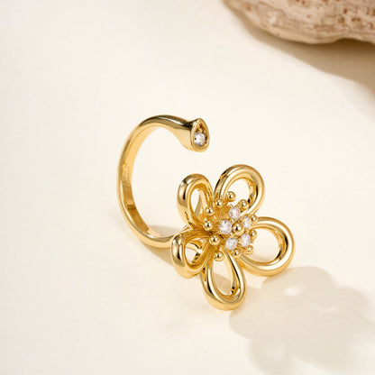 [Rani Jewelry]  FLOWERLACE OPEN RING 5 DIAMONDS