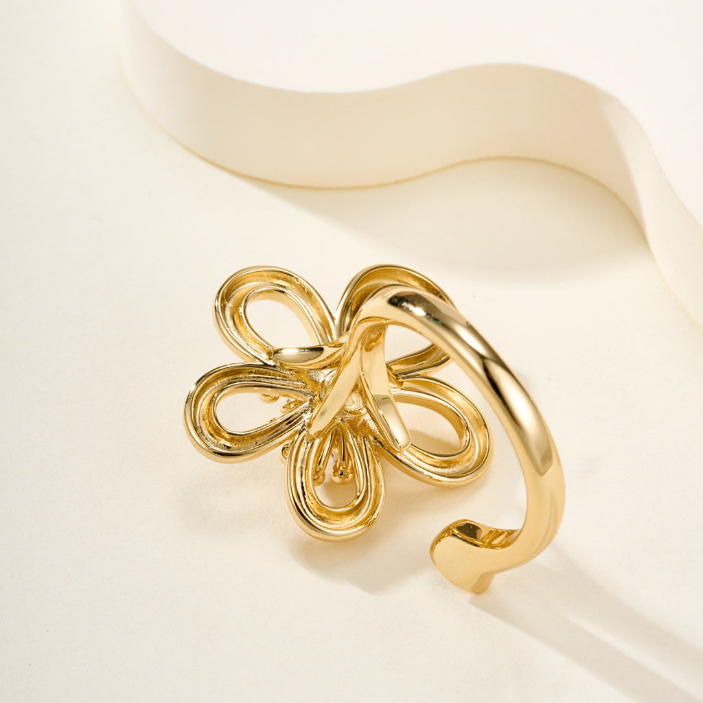 [Rani Jewelry]  FLOWERLACE OPEN RING 5 DIAMONDS