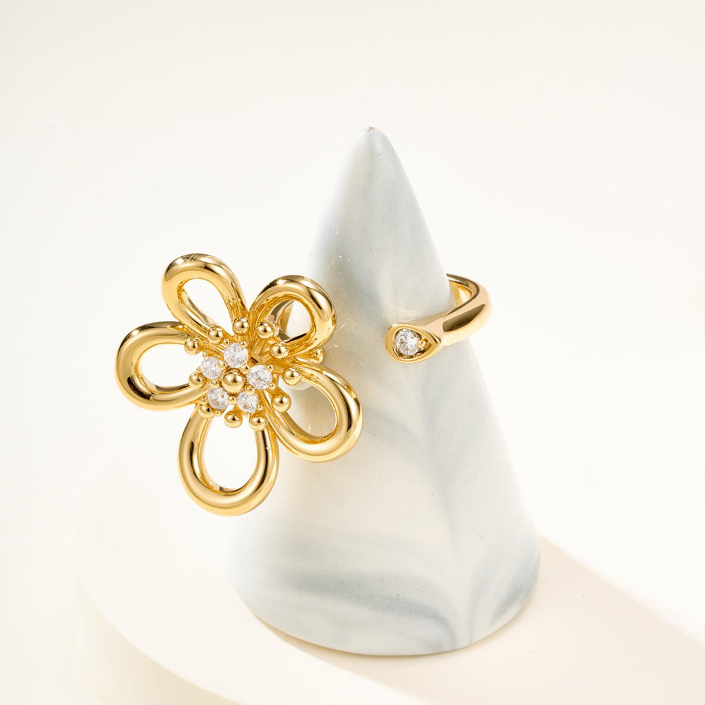 [Rani Jewelry]  FLOWERLACE OPEN RING 5 DIAMONDS