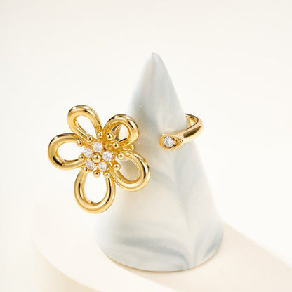 [Rani Jewelry]  FLOWERLACE OPEN RING 5 DIAMONDS