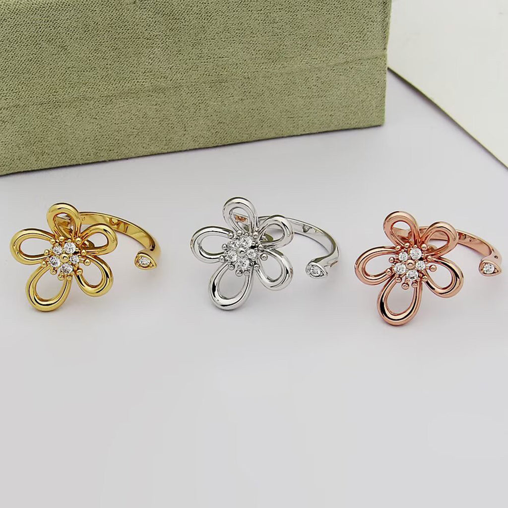 [Rani Jewelry]  FLOWERLACE OPEN RING 5 DIAMONDS