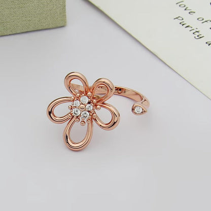 [Rani Jewelry]  FLOWERLACE OPEN RING 5 DIAMONDS