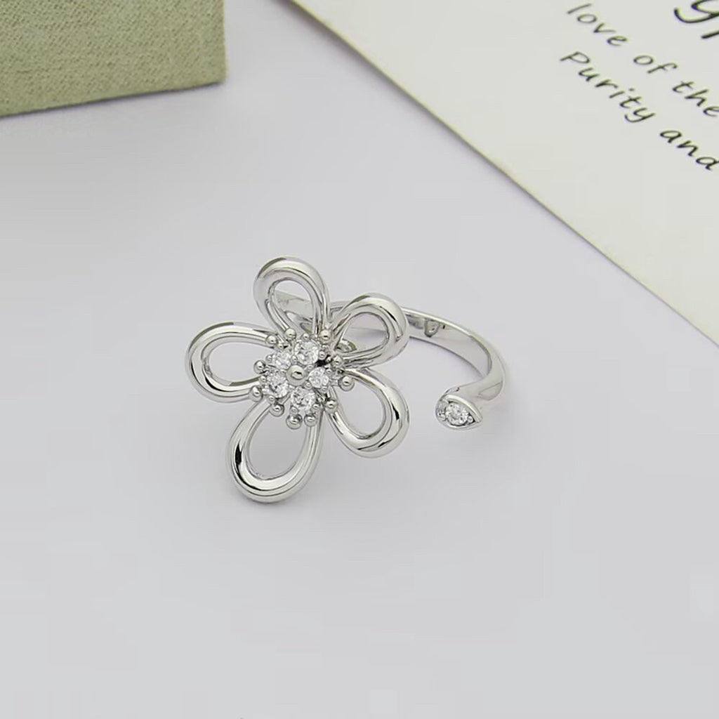 [Rani Jewelry]  FLOWERLACE OPEN RING 5 DIAMONDS