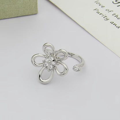[Rani Jewelry]  FLOWERLACE OPEN RING 5 DIAMONDS