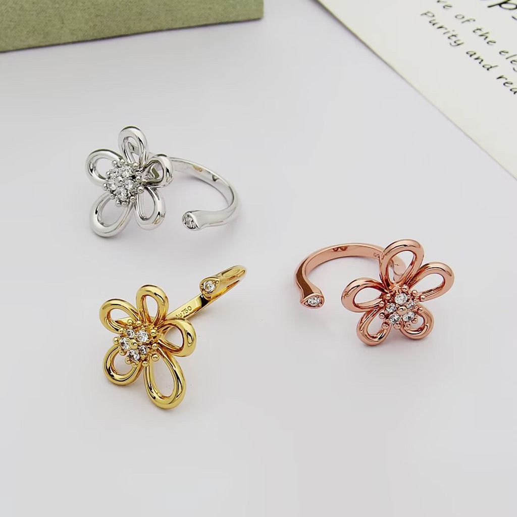 [Rani Jewelry]  FLOWERLACE OPEN RING 5 DIAMONDS