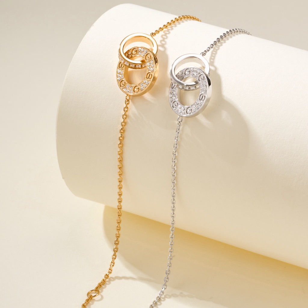 [Rani Jewelry] LOVE DOUBLE RING FULL DIAMOND BRACELET