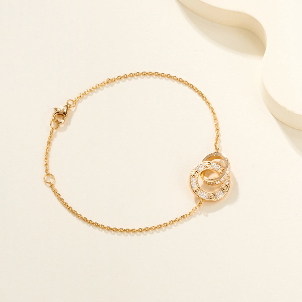 [Rani Jewelry] LOVE DOUBLE RING FULL DIAMOND BRACELET