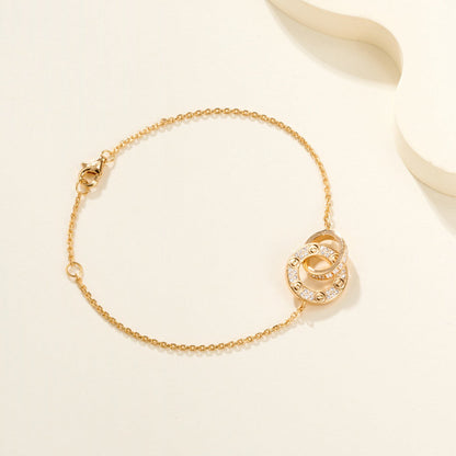 [Rani Jewelry] LOVE DOUBLE RING FULL DIAMOND BRACELET