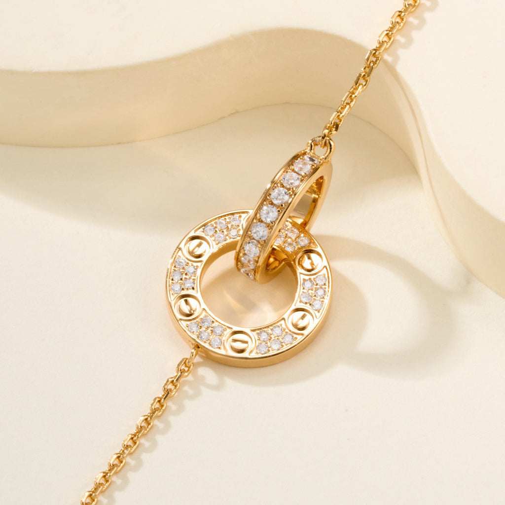[Rani Jewelry] LOVE DOUBLE RING FULL DIAMOND BRACELET