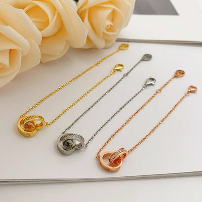[Rani Jewelry] LOVE DOUBLE RING HALF DIAMOND BRACELET