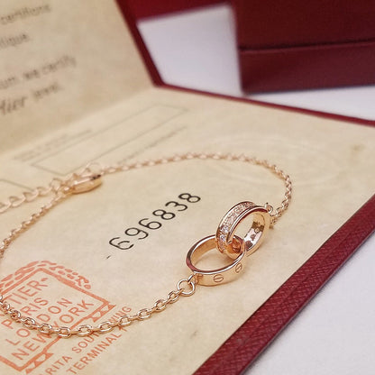 [Rani Jewelry] LOVE DOUBLE RING HALF DIAMOND BRACELET