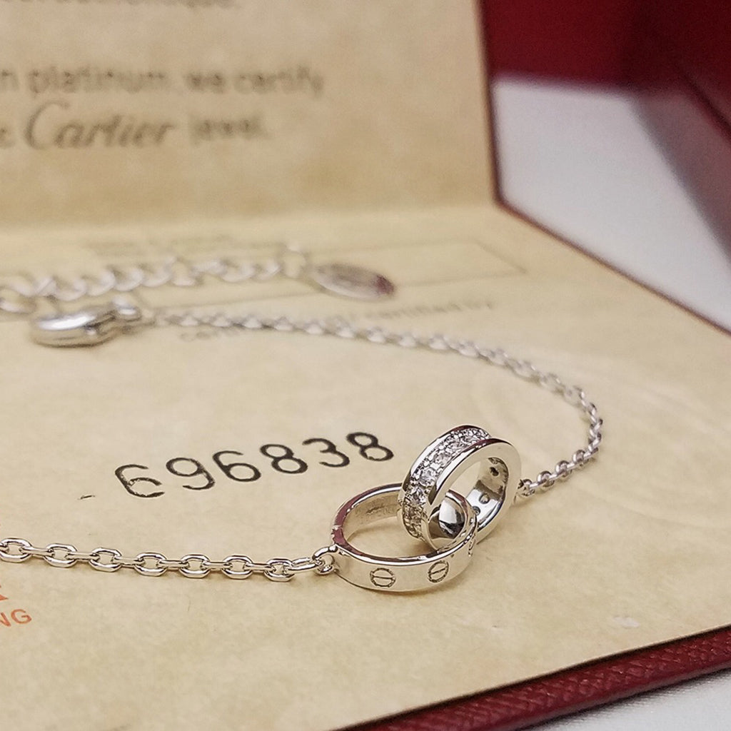 [Rani Jewelry] LOVE DOUBLE RING HALF DIAMOND BRACELET