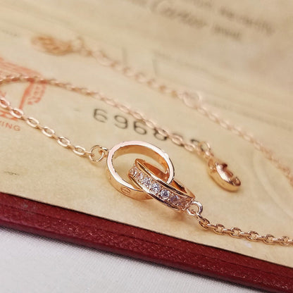 [Rani Jewelry] LOVE DOUBLE RING HALF DIAMOND BRACELET