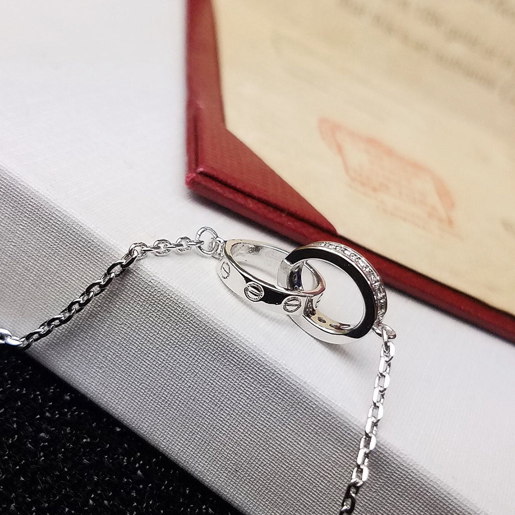 [Rani Jewelry] LOVE DOUBLE RING HALF DIAMOND BRACELET