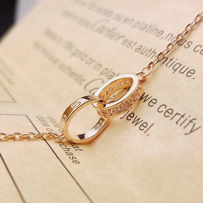 [Rani Jewelry] LOVE DOUBLE RING HALF DIAMOND BRACELET