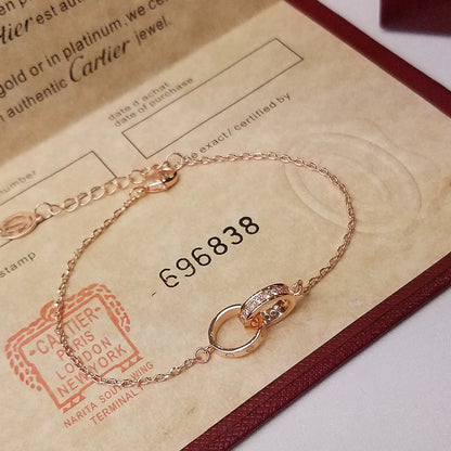 [Rani Jewelry] LOVE DOUBLE RING HALF DIAMOND BRACELET