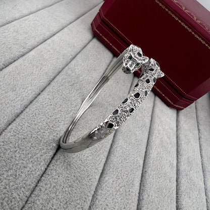 [Rani Jewelry] PANTHERE DOUBLE HEADED HALF DIAMOND OPEN BRACELET