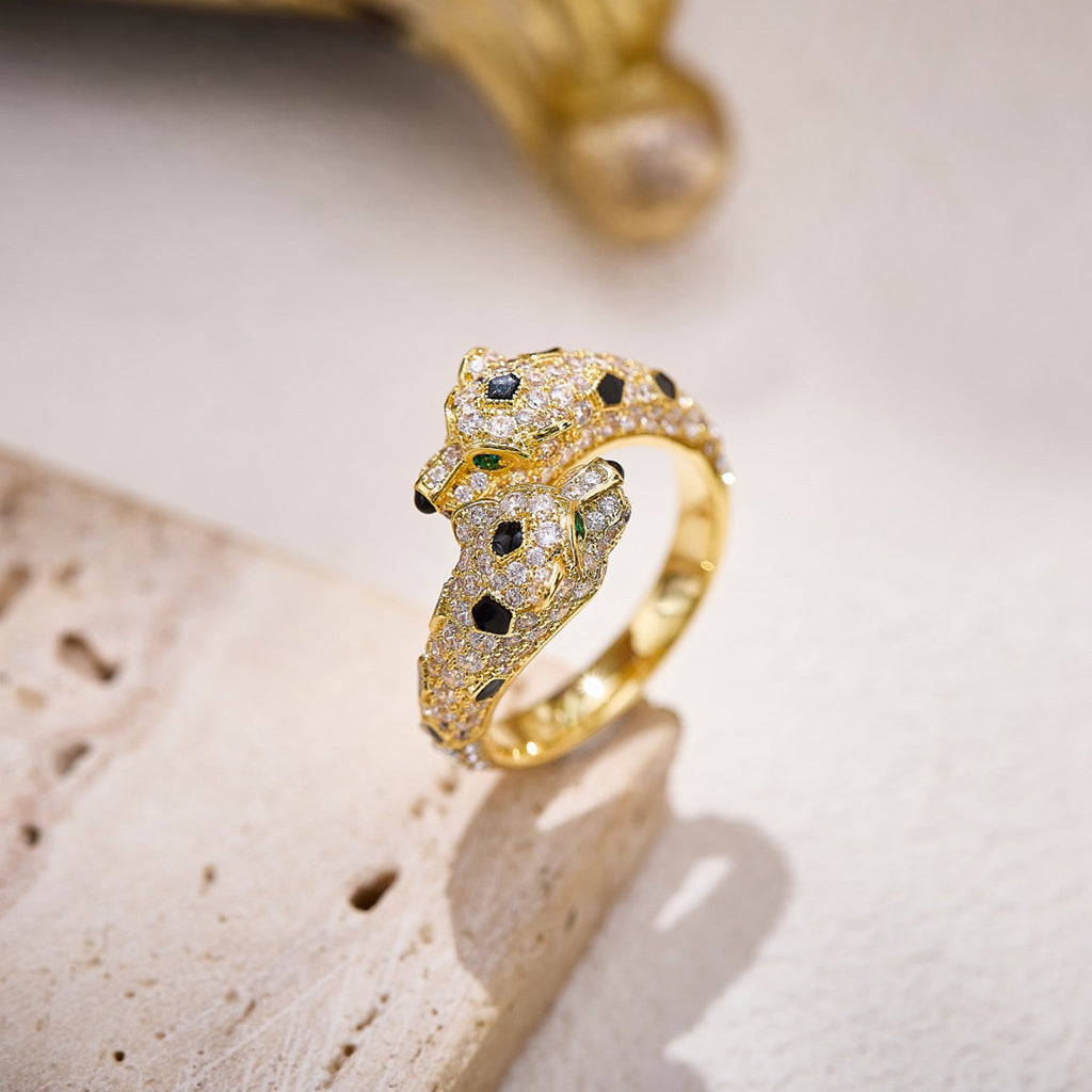 [Rani Jewelry] PANTHERE DOUBLE HEADED FULL DIAMOND  RING