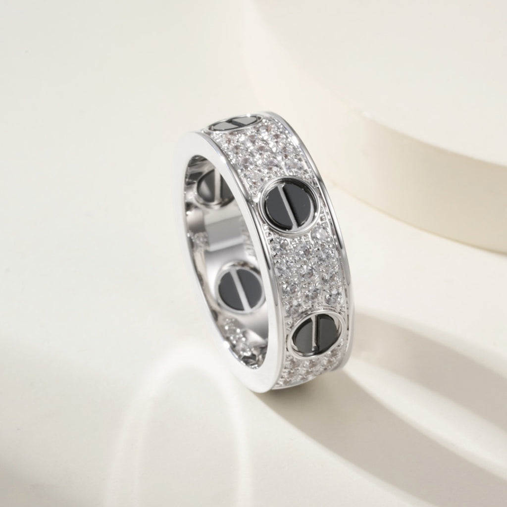 [Rani Jewelry] LOVE RING 5.5MM DIAMONDS PAVED CERAMIC