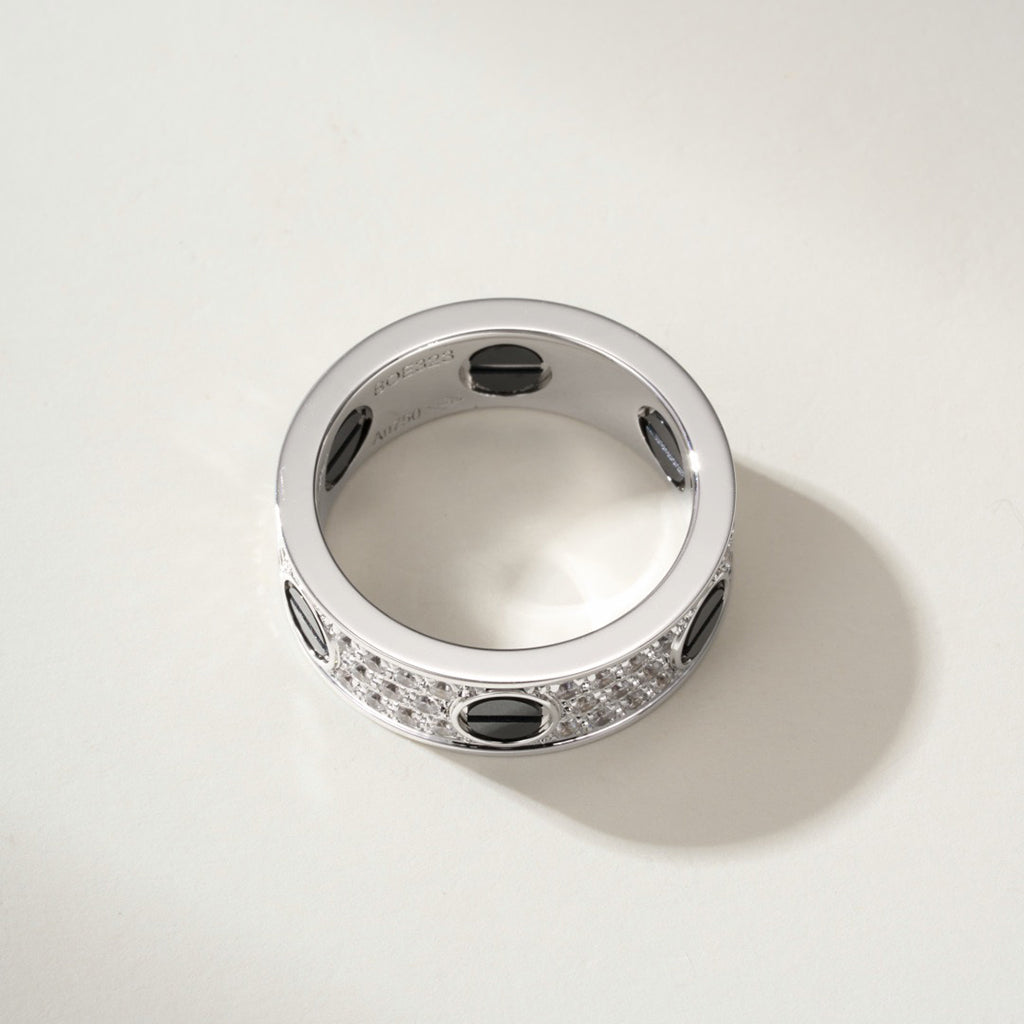 [Rani Jewelry] LOVE RING 5.5MM DIAMONDS PAVED CERAMIC