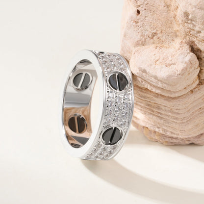 [Rani Jewelry] LOVE RING 5.5MM DIAMONDS PAVED CERAMIC