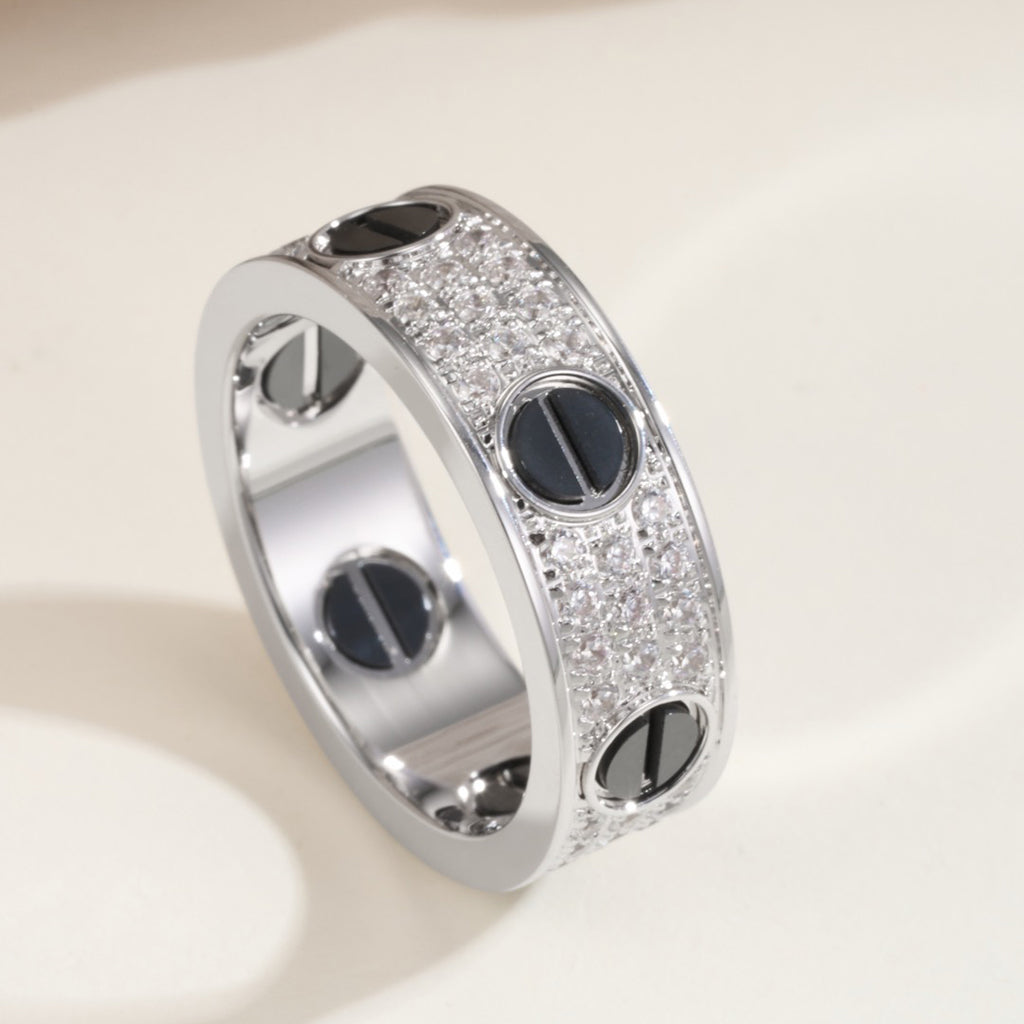 [Rani Jewelry] LOVE RING 5.5MM DIAMONDS PAVED CERAMIC