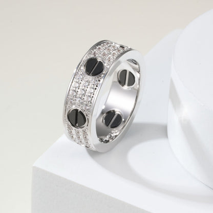 [Rani Jewelry] LOVE RING 5.5MM DIAMONDS PAVED CERAMIC