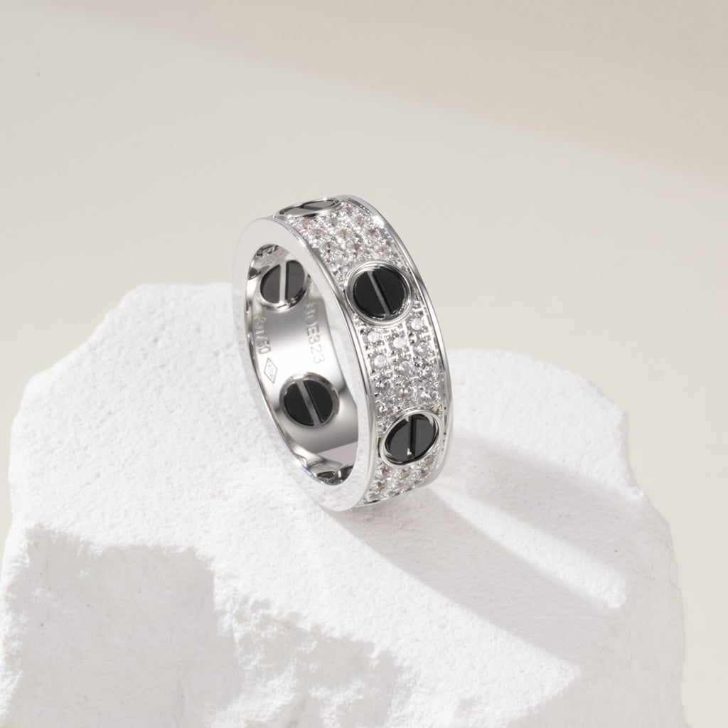 [Rani Jewelry] LOVE RING 5.5MM DIAMONDS PAVED CERAMIC