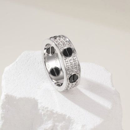 [Rani Jewelry] LOVE RING 5.5MM DIAMONDS PAVED CERAMIC