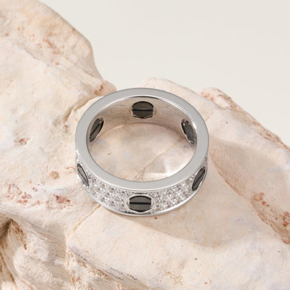 [Rani Jewelry] LOVE RING 5.5MM DIAMONDS PAVED CERAMIC