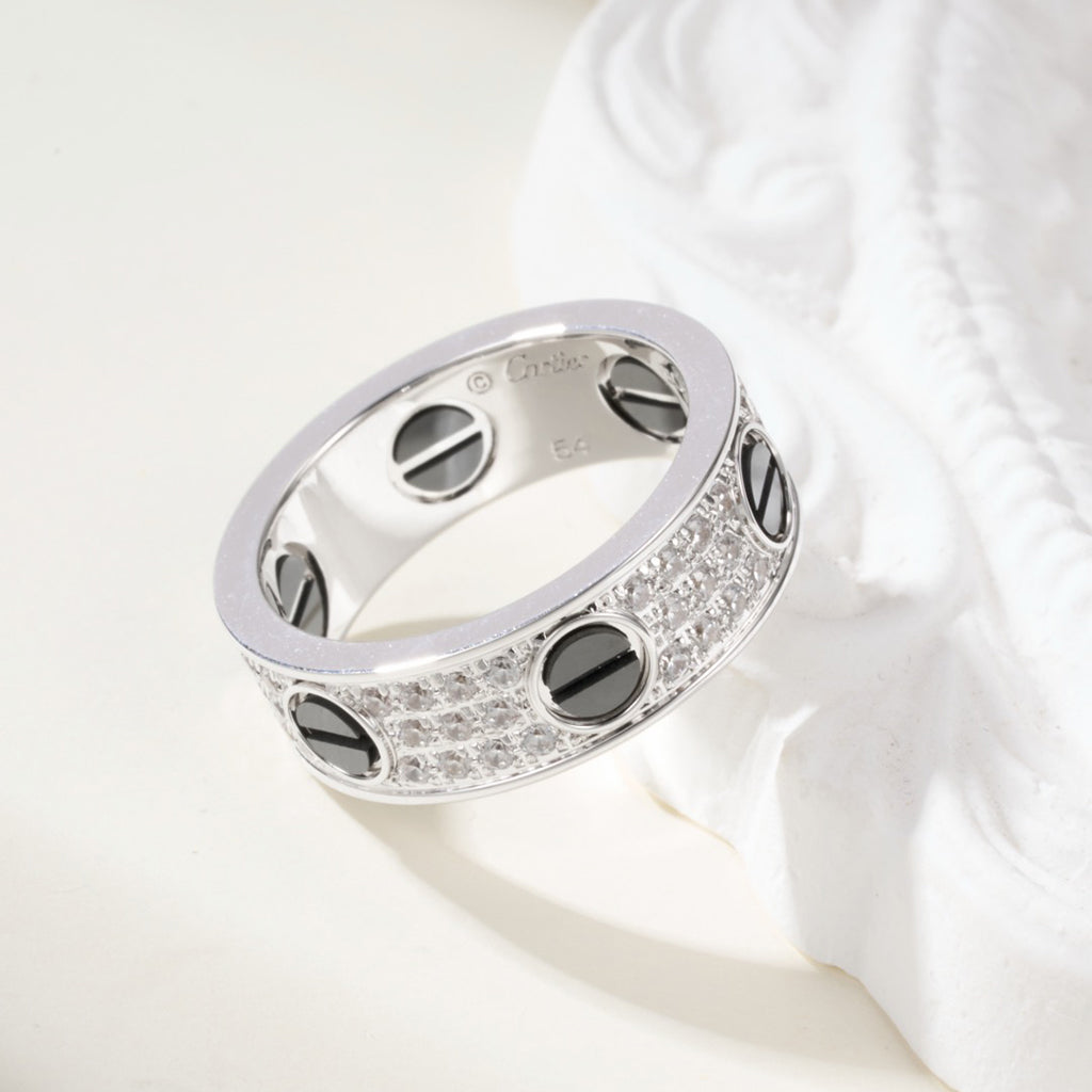 [Rani Jewelry] LOVE RING 5.5MM DIAMONDS PAVED CERAMIC