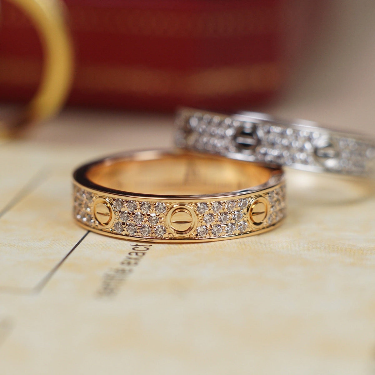 [Rani Jewelry] LOVE RING 4.0MM DIAMOND PAVED