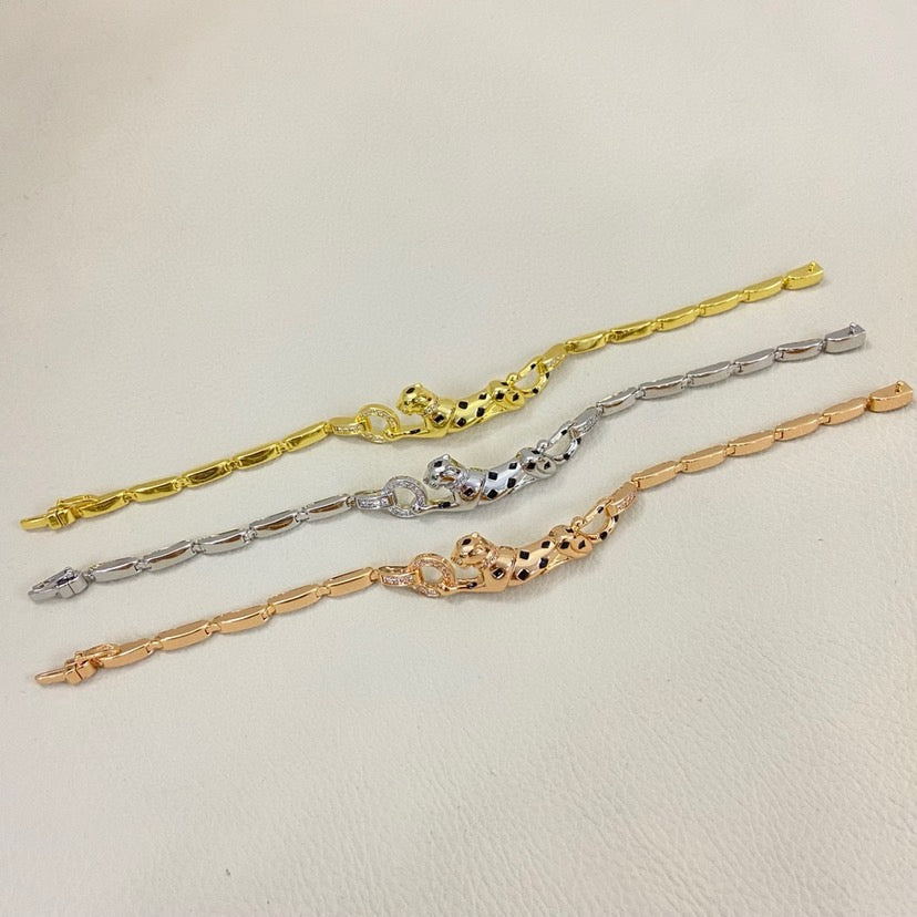 [Rani Jewelry] PANTHERE HALF DIAMOND ON CHAIN BRACELET