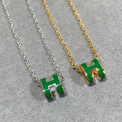 [Rani Jewelry]POP H GREEN NECKLACE SILVER AND GOLD