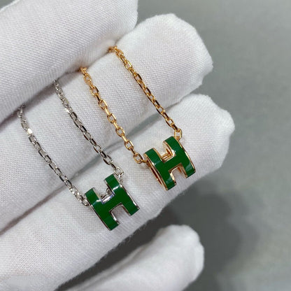 [Rani Jewelry]POP H GREEN NECKLACE SILVER AND GOLD