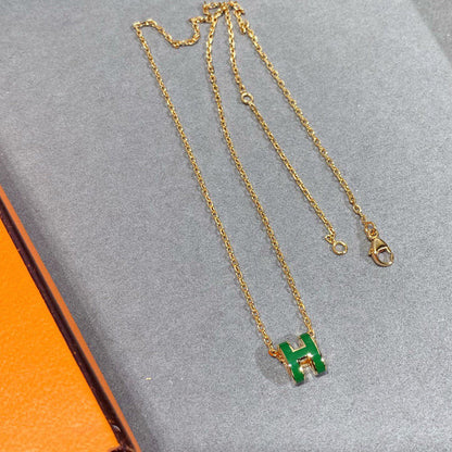 [Rani Jewelry]POP H GREEN NECKLACE SILVER AND GOLD