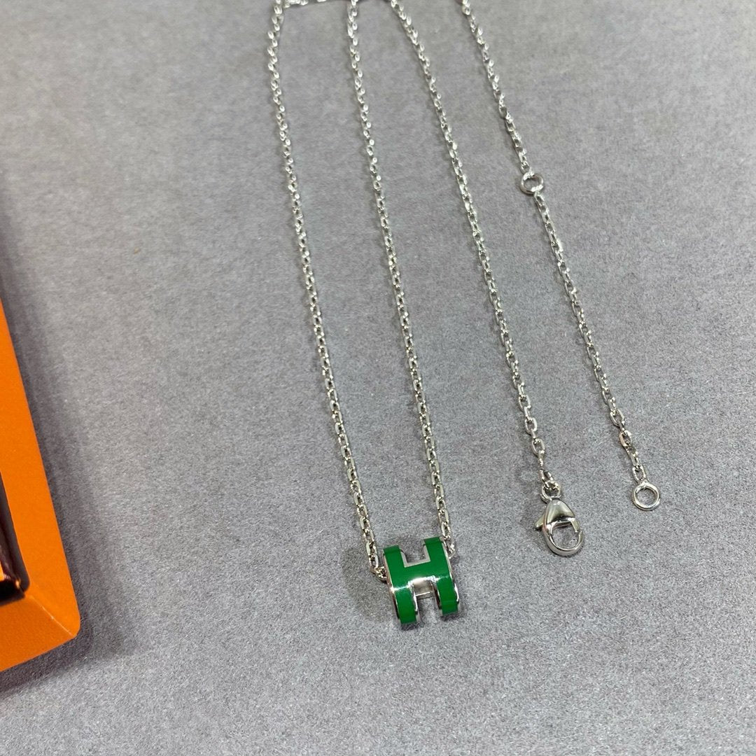 [Rani Jewelry]POP H GREEN NECKLACE SILVER AND GOLD