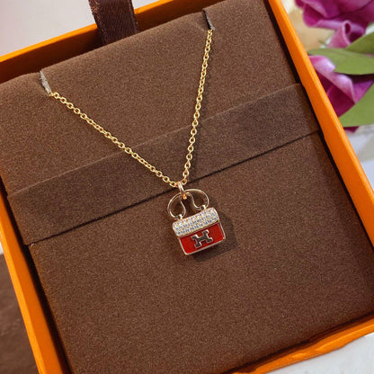 [Rani Jewelry]CONSTANCE RED PEDANT PINK GOLD NECKLACE