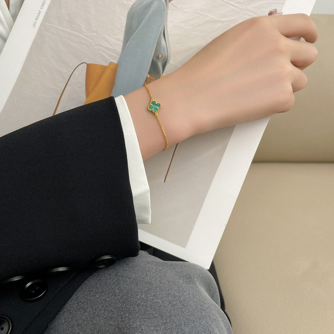 [Rani Jewelry]CLOVER BRACELET MALACHITE 1 MOTIF