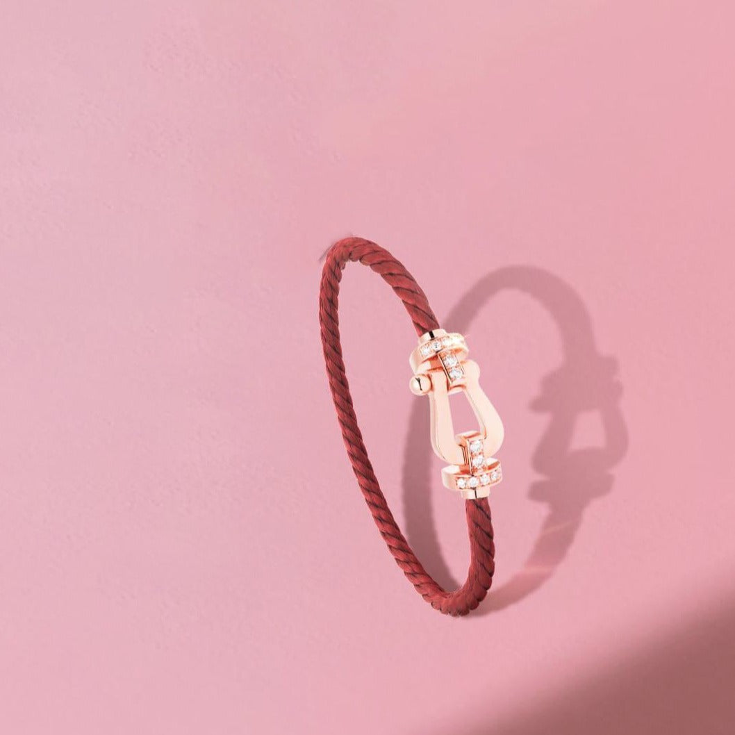 [Rani Jewelry]FORCE 10 HALF DIAMOND PINK GOLD RED CORDERI LARGE AND MEDIUM MODEL