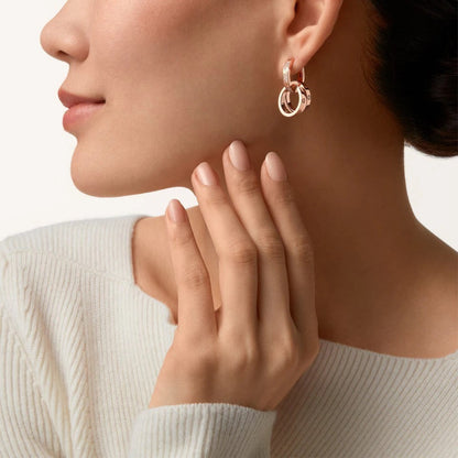 [Rani Jewelry] LOVE 3.3MM DANGLE HALF DIAMOND EARRINGS