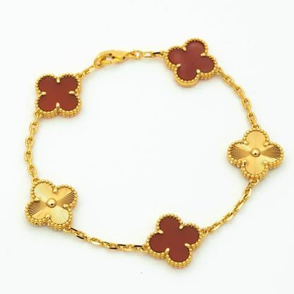 [Rani Jewelry]CLOVER  5 MOTIFS CARNELIAN GOLD BRACELET