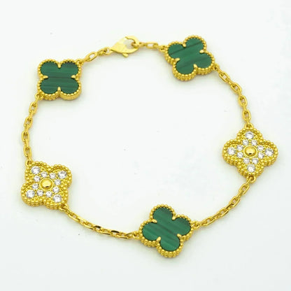 [Rani Jewelry] CLOVER 5 MOTIF MALACHITE BRACELET COLLECTION