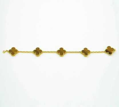 [Rani Jewelry] CLOVER 5 MOTIFS TIGER EYE BRACELET COLLECTION