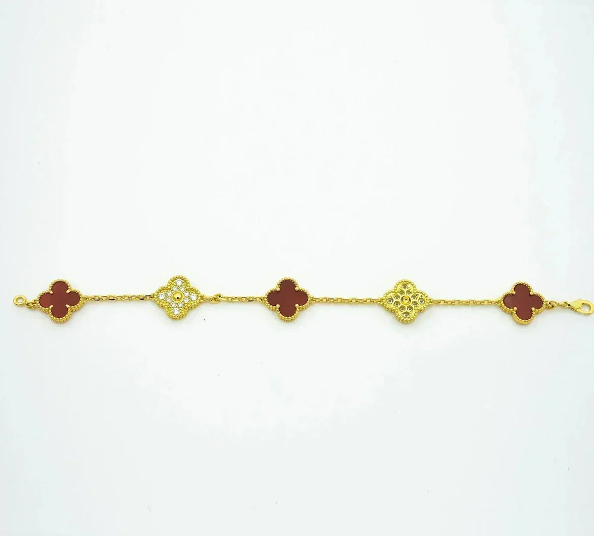 [Rani Jewelry] CLOVER 5 MOTIF RED CORNELIAN BRACELET COLLECTION