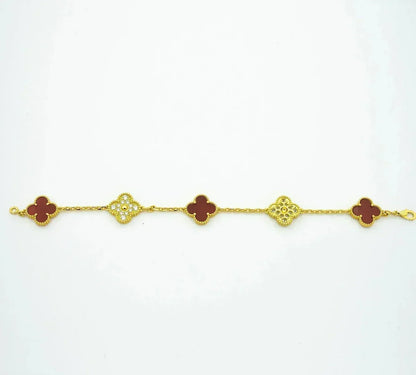 [Rani Jewelry] CLOVER 5 MOTIF RED CORNELIAN BRACELET COLLECTION