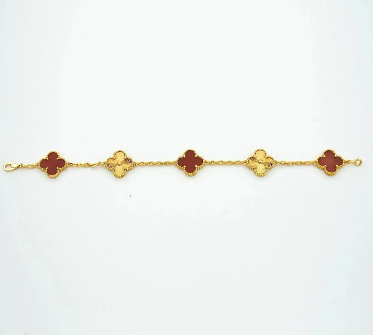 [Rani Jewelry]CLOVER  5 MOTIFS CARNELIAN GOLD BRACELET