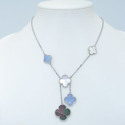 [Rani Jewelry]CLOVER MOP CHALCEDONY NECKLACE SILVER 6 MOTIF