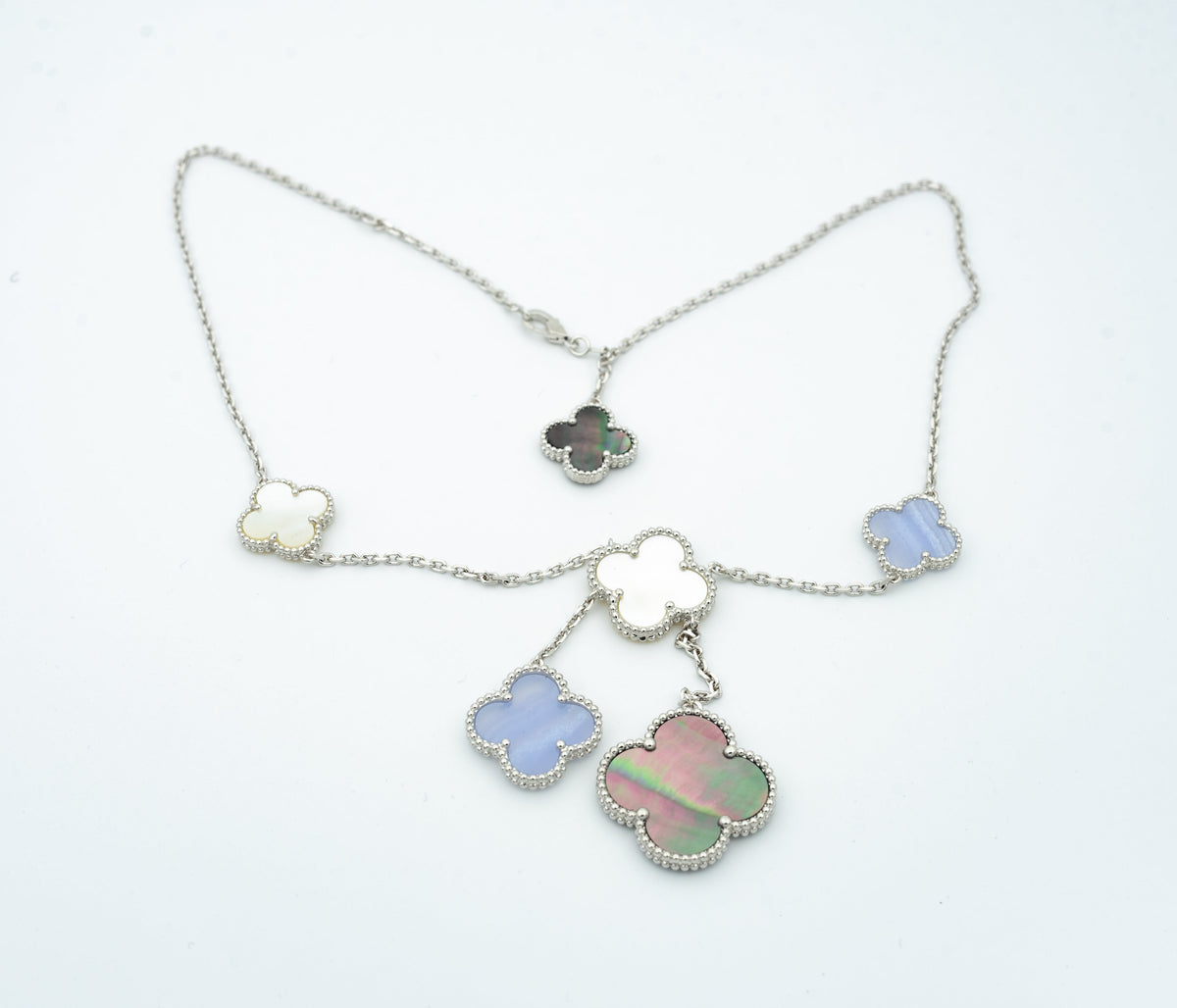[Rani Jewelry]CLOVER MOP CHALCEDONY NECKLACE SILVER 6 MOTIF