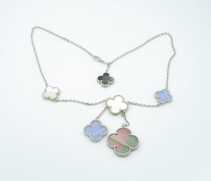 [Rani Jewelry]CLOVER MOP CHALCEDONY NECKLACE SILVER 6 MOTIF
